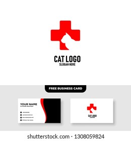 Cat Care Logo Vector Template, Free Business Card