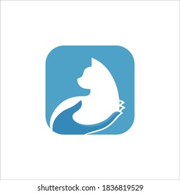cat care vector logo template