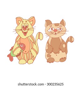 Cat. Caricature. Sketch doodle. Figure on a white background