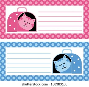 cat carrier card a vector illustration, form letters for veterinary clinic