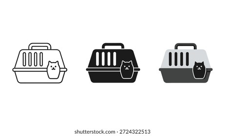 Icono del portador del gato fijado en diverso estilo
