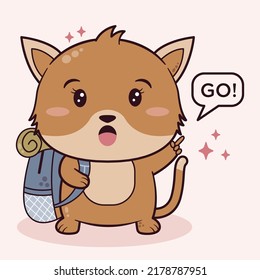 cat carrying a backpack going on vacation
