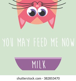 cat with a carton of milk.Vector Illustration