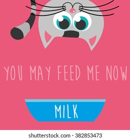 cat with a carton of milk.Vector Illustration