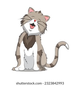 cat cartoon of an adorable kitten in love with a cat. cat pet sticker vector illustration