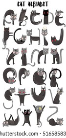 Cat  cartoon alphabet.A-Z- stock vector