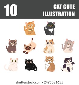 Cat Cartoon Animals Set Collactions