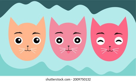 Cat Cartoon Background, Perfect for icon, logo, background, Pattern, Etc