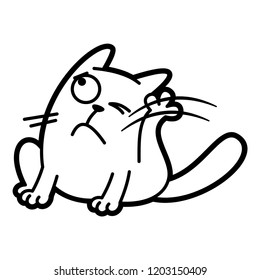 Cat Cartoon character Coloring page Black and white