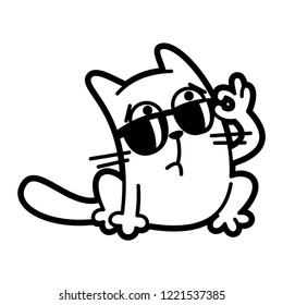 Cat Cartoon character Coloring page Black and white