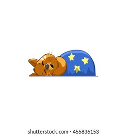 Cat Cartoon Character.  Emotion: sleeping
