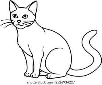 Cat cartoon character of a pet. Vector outline illustration for kids colring book, outline cute cat. Isolate on white. 