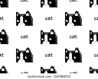 Cat cartoon character seamless pattern on white background