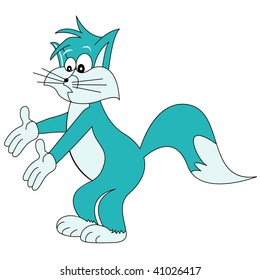 Cat cartoon character with a surprised or shocked expression. Isolated on white. Raster also available.