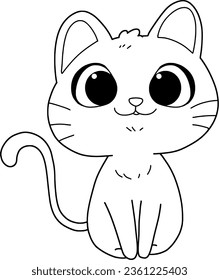 Cat cartoon coloring for kid .vector isolated on white background.