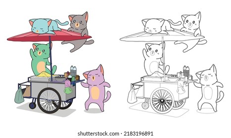 cat cartoon coloring page for kid