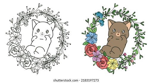 cat cartoon coloring page for kid