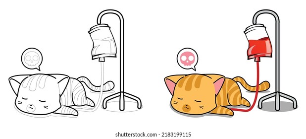 cat cartoon coloring page for kid