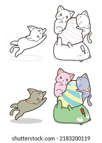 cat cartoon coloring page for kid