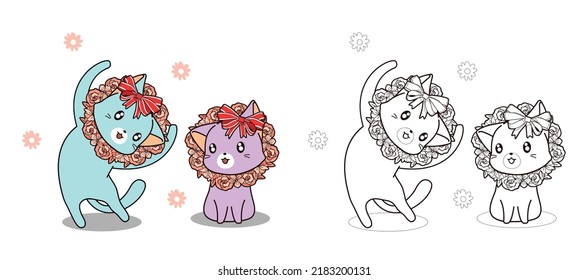 cat cartoon coloring page for kid
