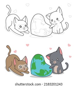 cat cartoon coloring page for kid