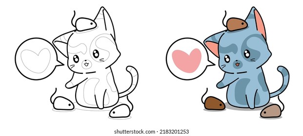 cat cartoon coloring page for kid