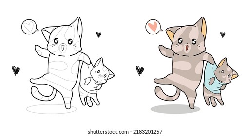 cat cartoon coloring page for kid