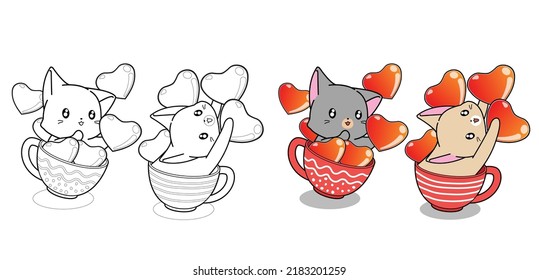 cat cartoon coloring page for kid