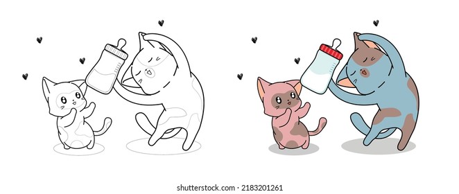 cat cartoon coloring page for kid