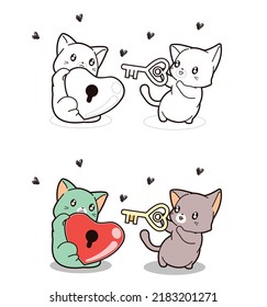 cat cartoon coloring page for kid