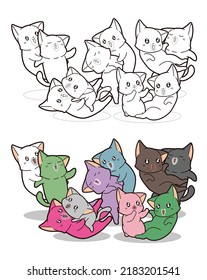 cat cartoon coloring page for kid