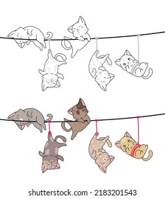 cat cartoon coloring page for kid