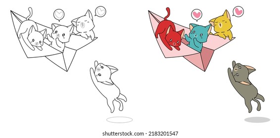 cat cartoon coloring page for kid