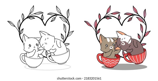 cat cartoon coloring page for kid