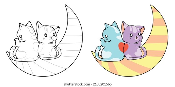 cat cartoon coloring page for kid