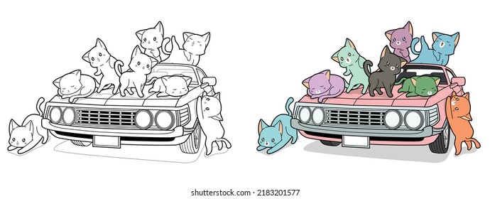 Katzenkarikaturenfarbseite für Kinder