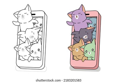 cat cartoon coloring page for kid
