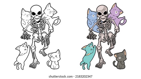 cat cartoon coloring page for kid