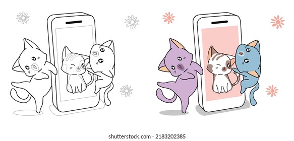 cat cartoon coloring page for kid