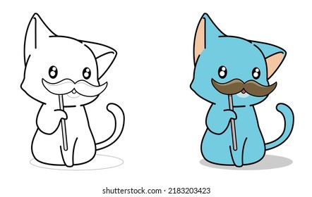 cat cartoon coloring page for kid