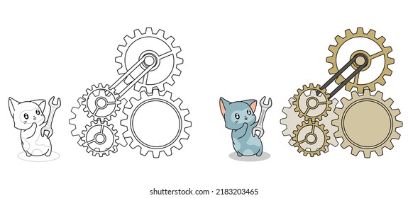 cat cartoon coloring page for kid