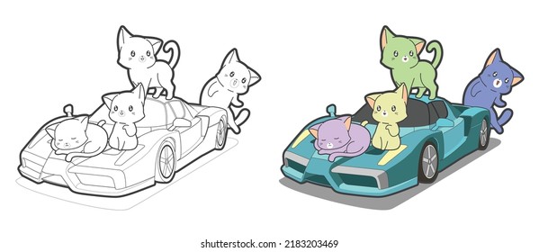cat cartoon coloring page for kid