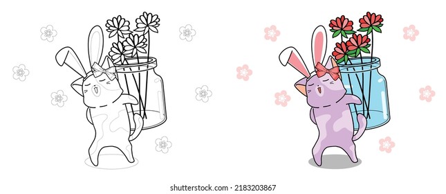 cat cartoon coloring page for kid