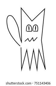Cat cartoon contour vector illustration isolated no background