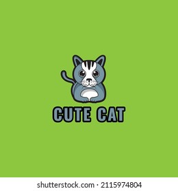 Cat Cartoon Cute Logo Design Vector Stock Vector (Royalty Free ...