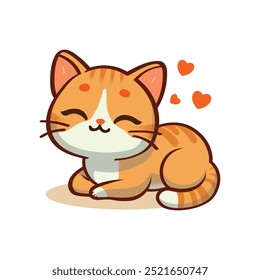 Cat Cartoon, Cute Cat Sitting Icon, Adorable Kitten Vector, Happy Pet Vector, Cat Mascot Illustration. 