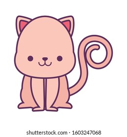 cat cartoon design, Kawaii expression cute character funny and emoticon theme Vector illustration