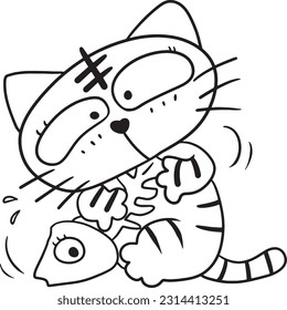 cat cartoon doodle kawaii anime coloring page cute illustration drawing character chibi manga comic