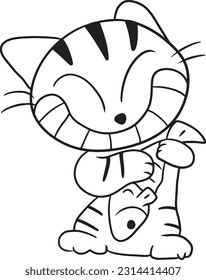 cat cartoon doodle kawaii anime coloring page cute illustration drawing character chibi manga comic