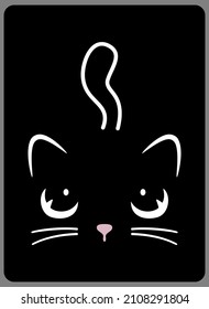 Cat cartoon face in silhouette. Cute animal portraits for children's t-shirts and wall designs. Vector illustration